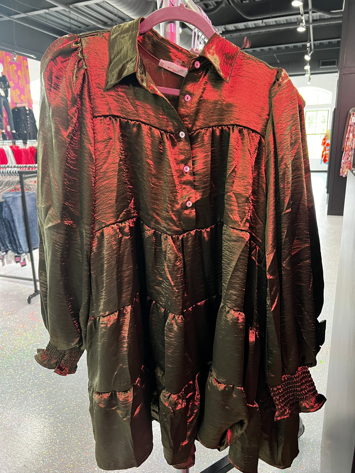 Satin Shirt Dress