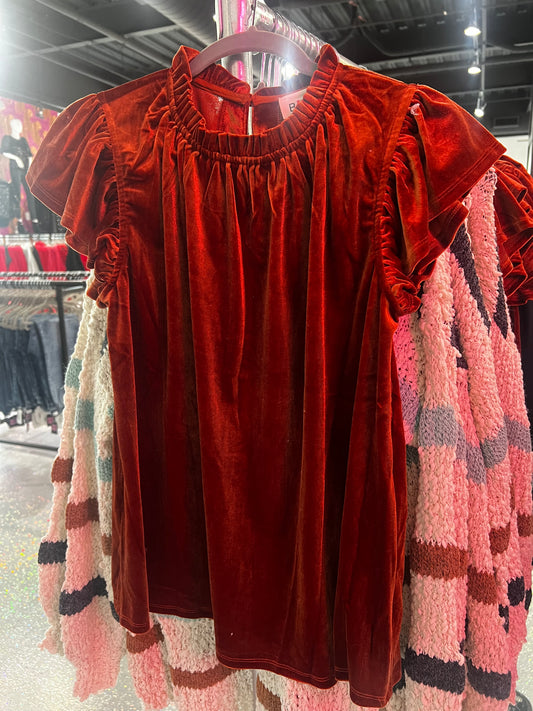 Rust Ruffle Sleeve