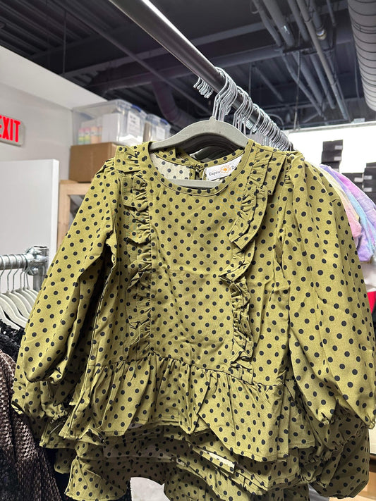 Olive Polka Dots