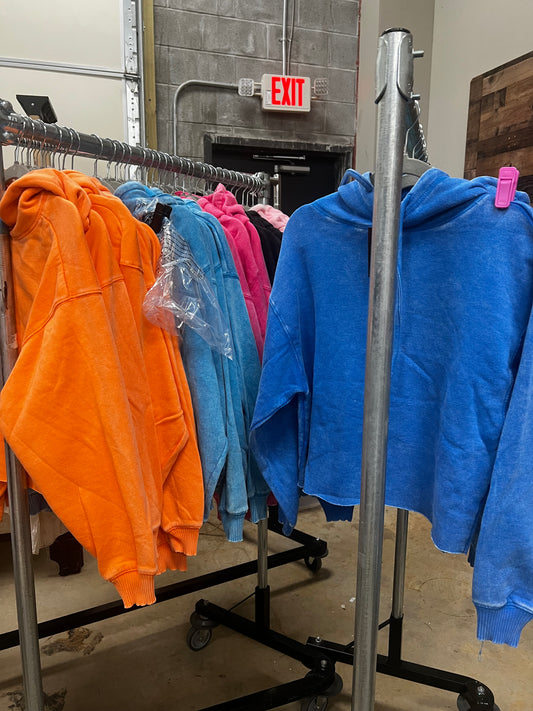 Mineral Washed Crop Hoodies