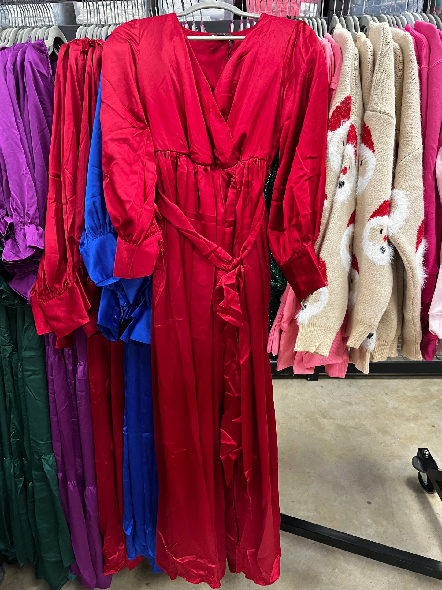 Puff Sleeve Satin Maxi Dress