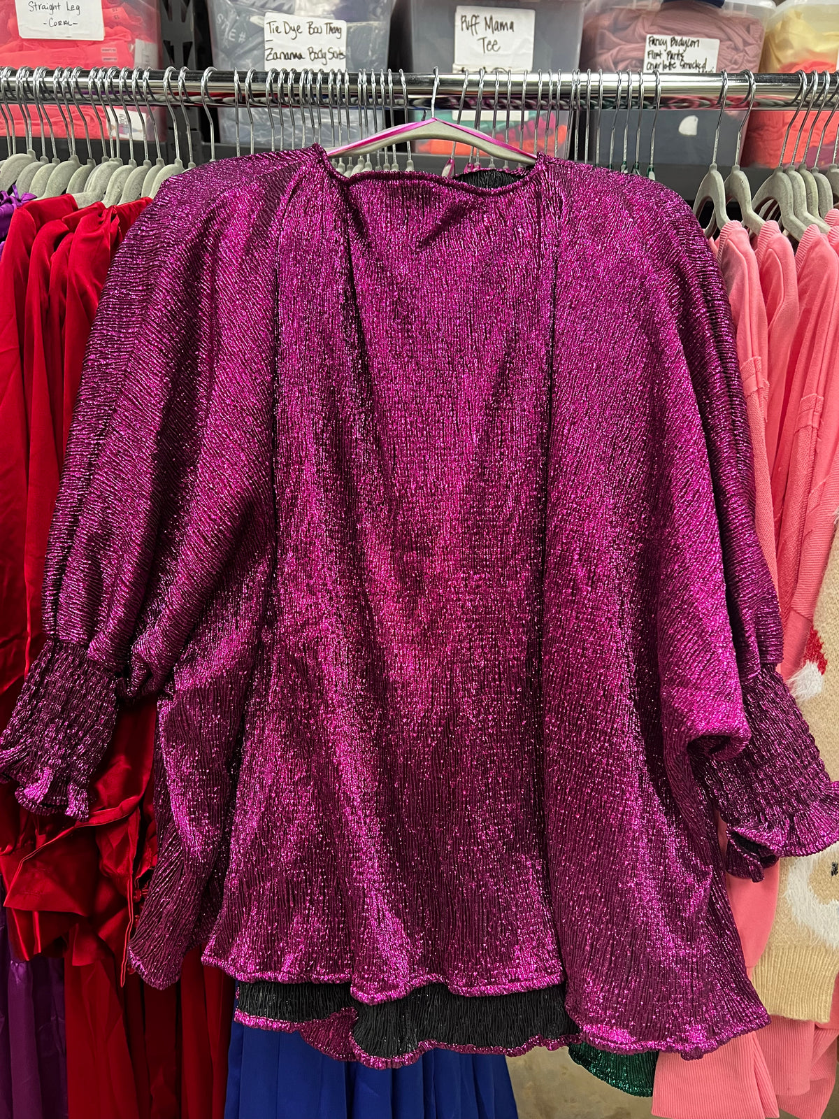 Crinkle Foil Loose Fit Top