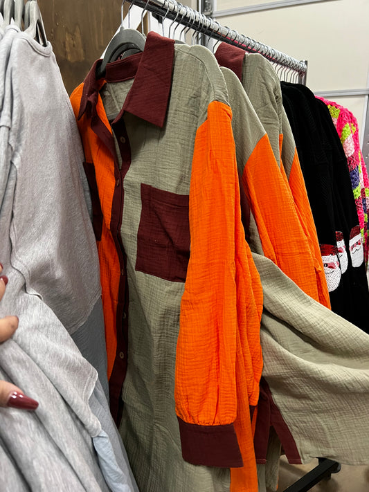 Fall Colorblock Buttun Up