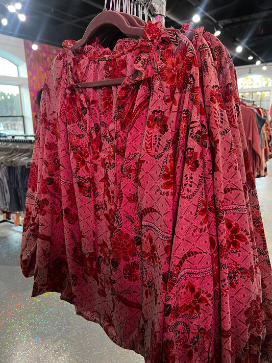 Red Floral Blouse