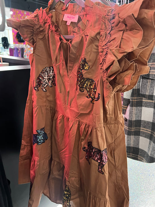 Sequin Tiger Mini Dress