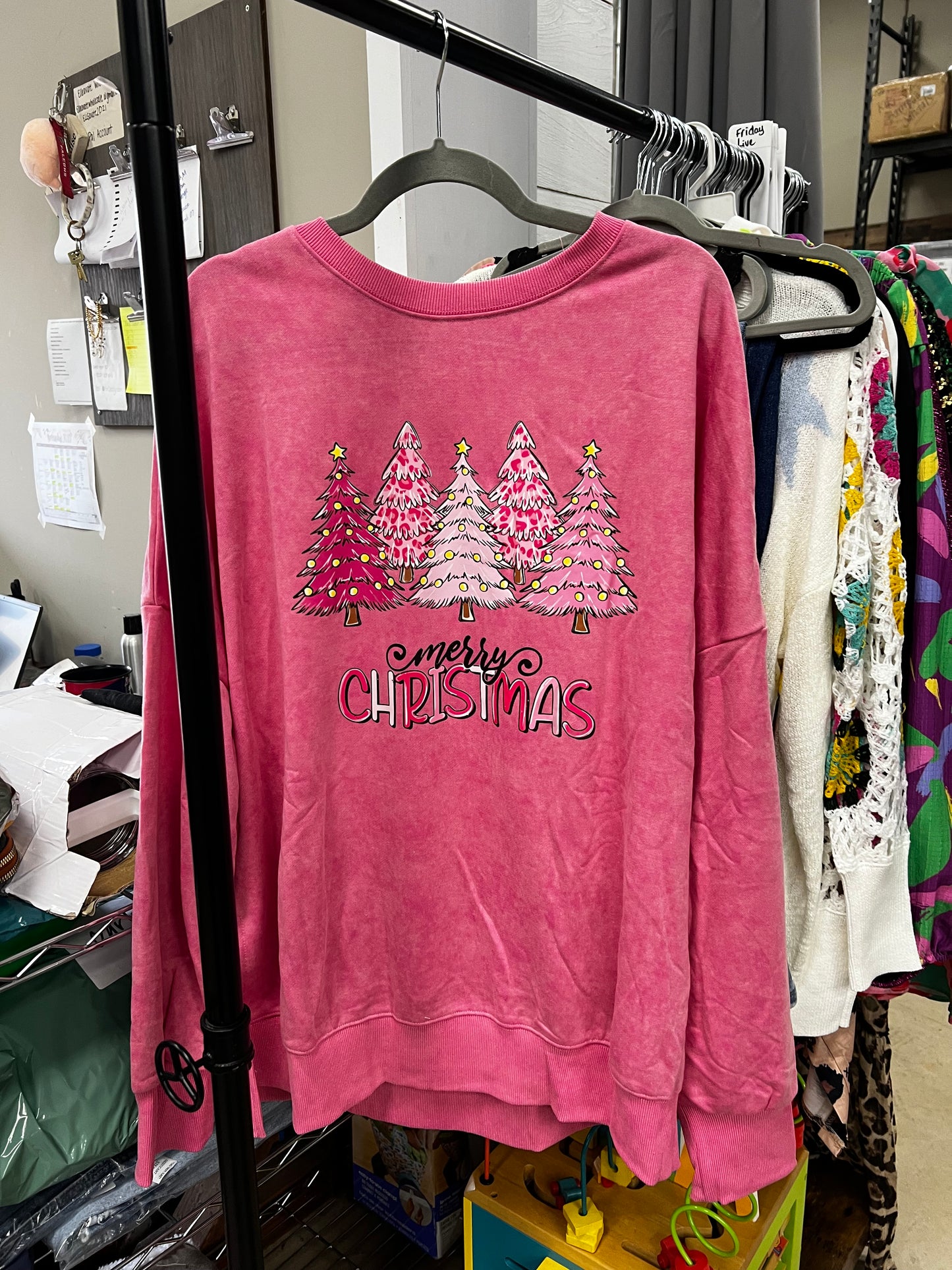 Pink Christmas Tree Pullover