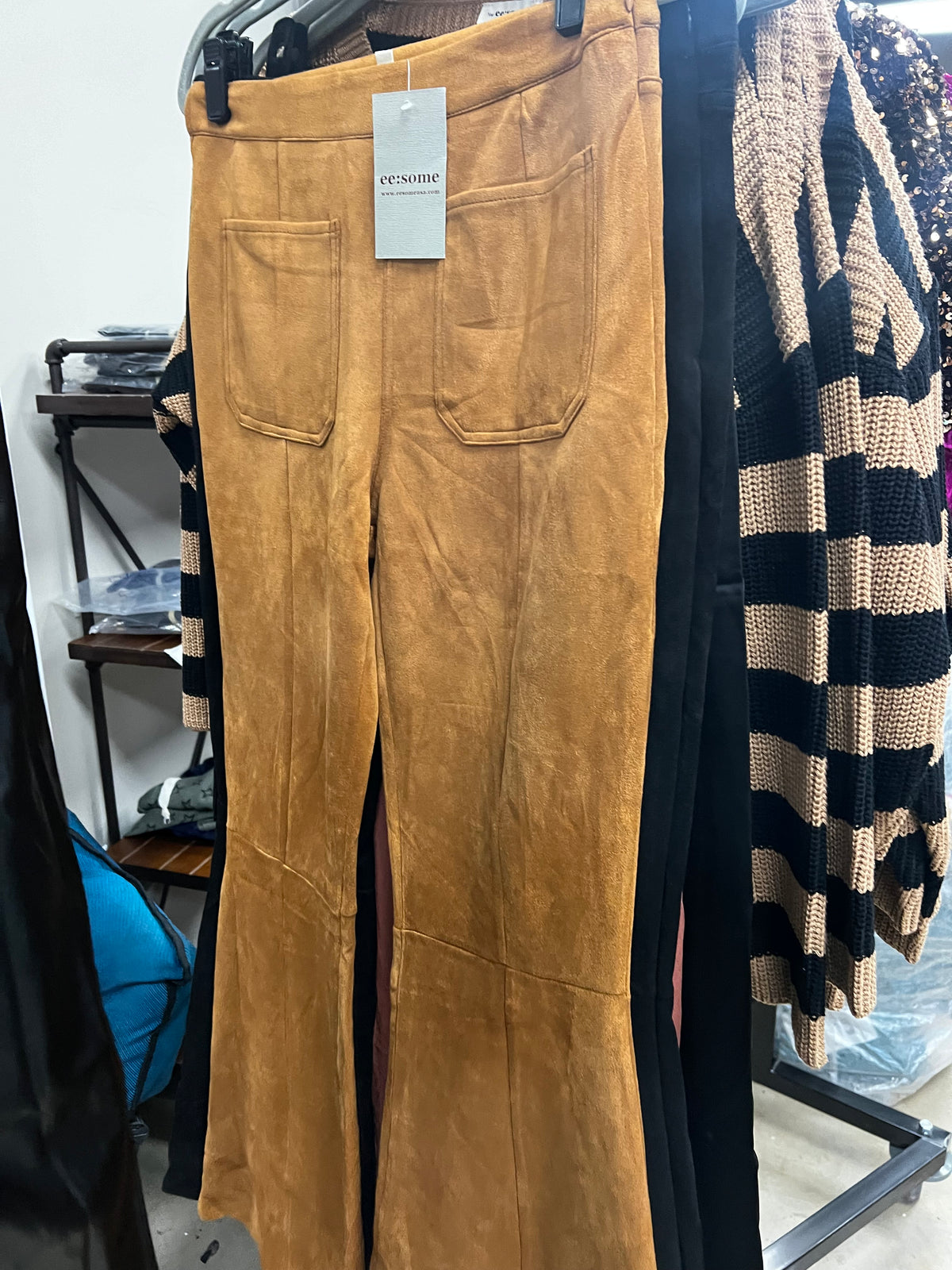 Suede Bootcut Pants