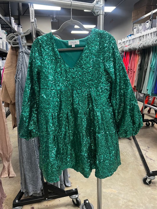Green Sequins Mini Dress
