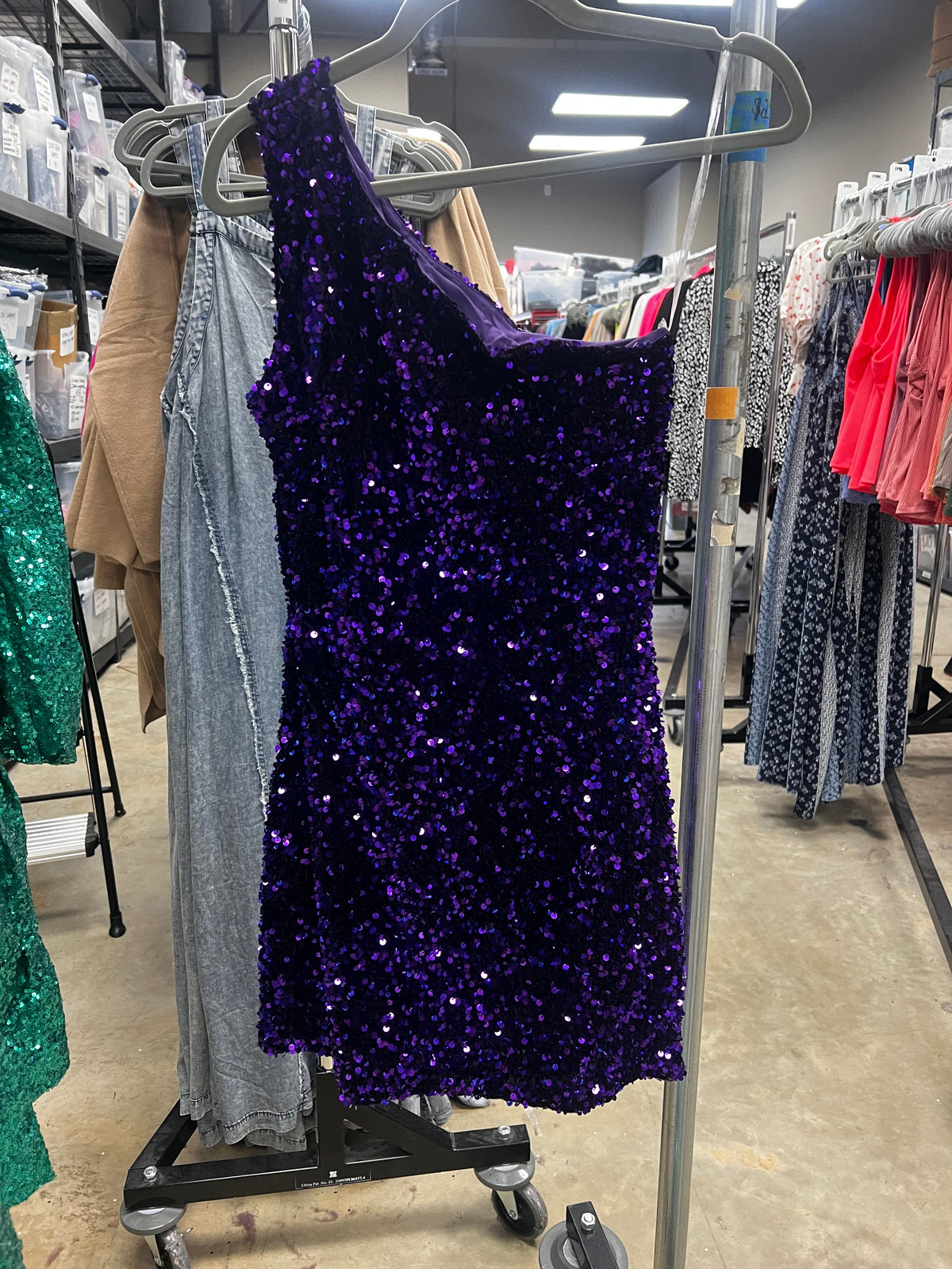 Glistening One Sholder Sequin Mini Dress