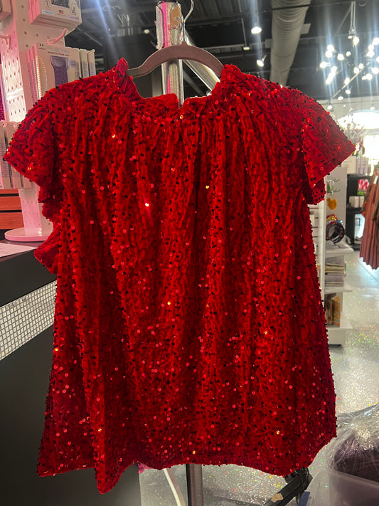 Red Velvet Sequin Top