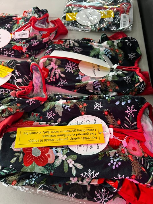 Little Sleepies: Navy Christmas Floral