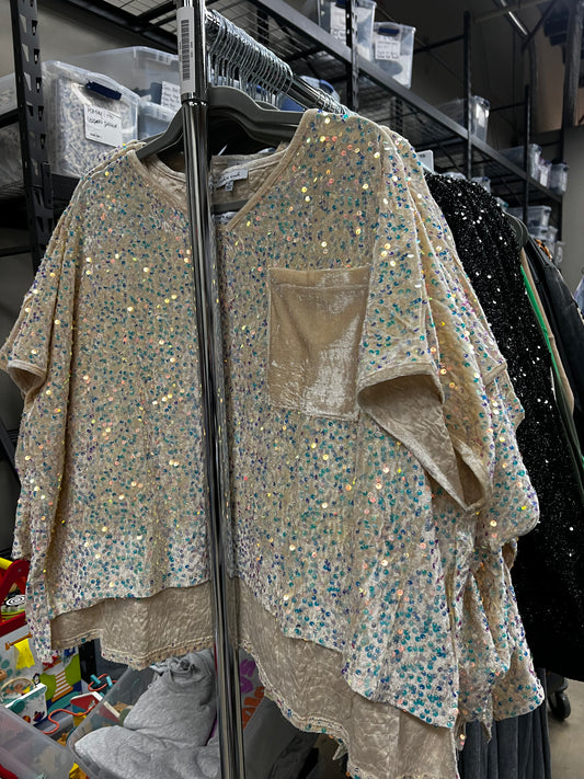 Velvet Sequin Short Sleeve