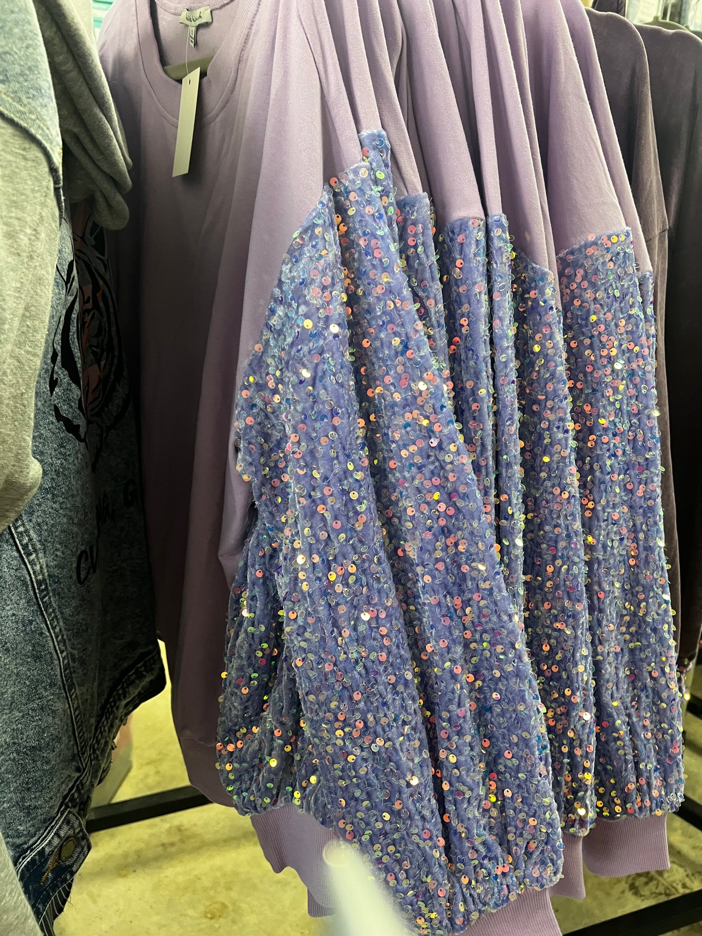 Sequin Crew Neck Sweetshirt
