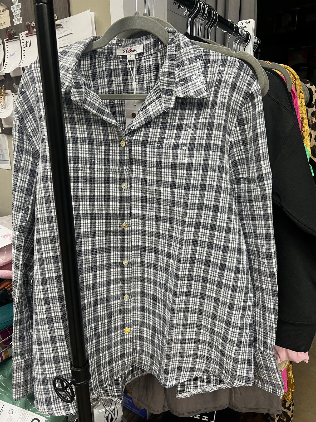 Sequin Button Up Shirt