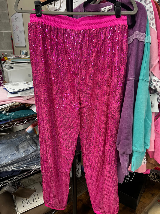 Hot Pink Sequin Joggers