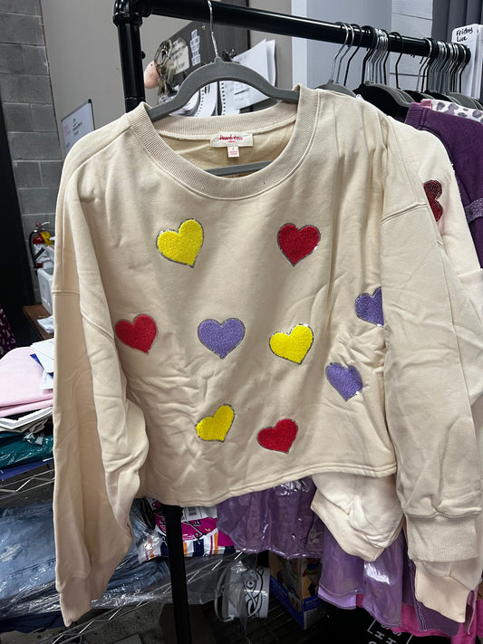 Heart Patch Knit Sweatshirt