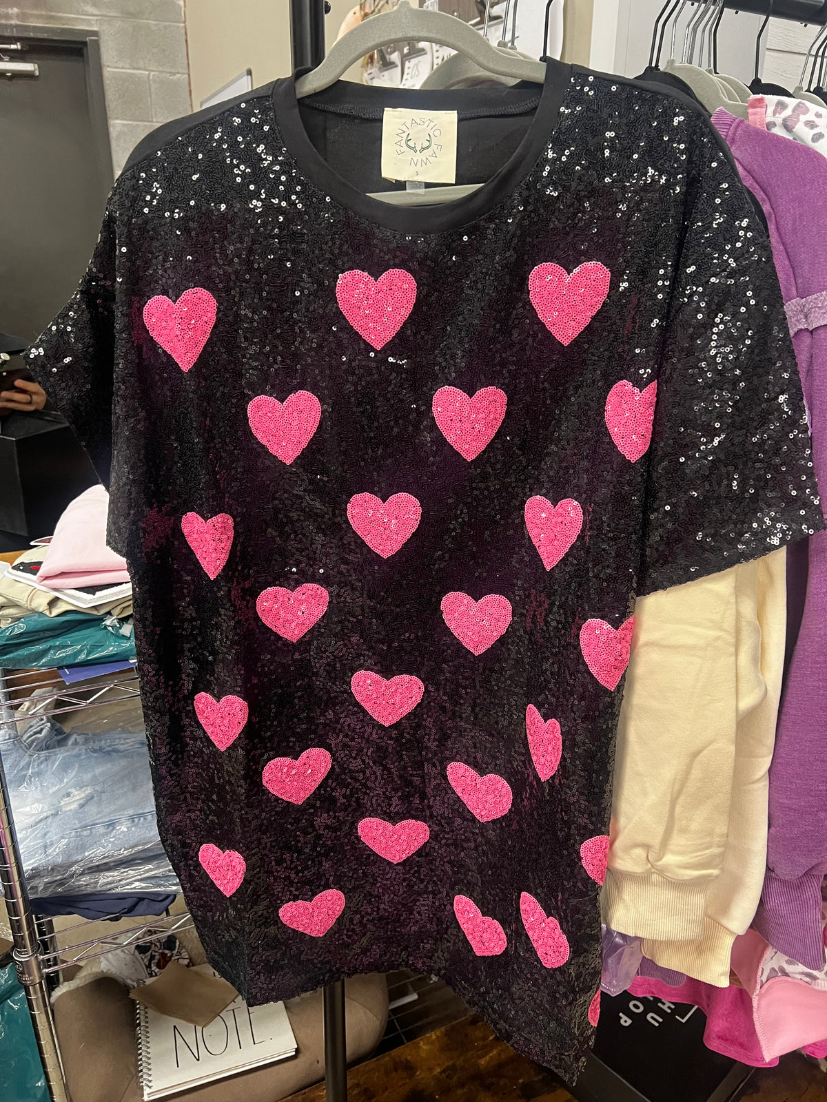 Sequin Hearts Shirt Dress