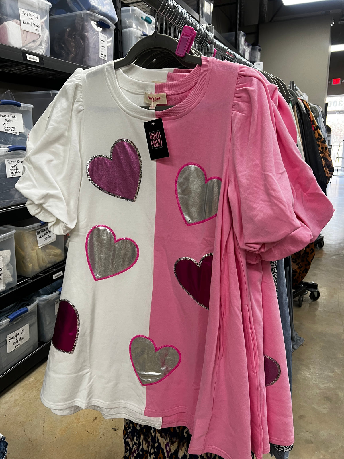 Foil Hearts Color Block Dress