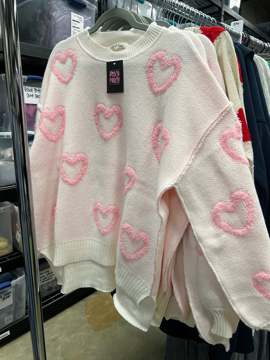 Outline Hearts Sweater