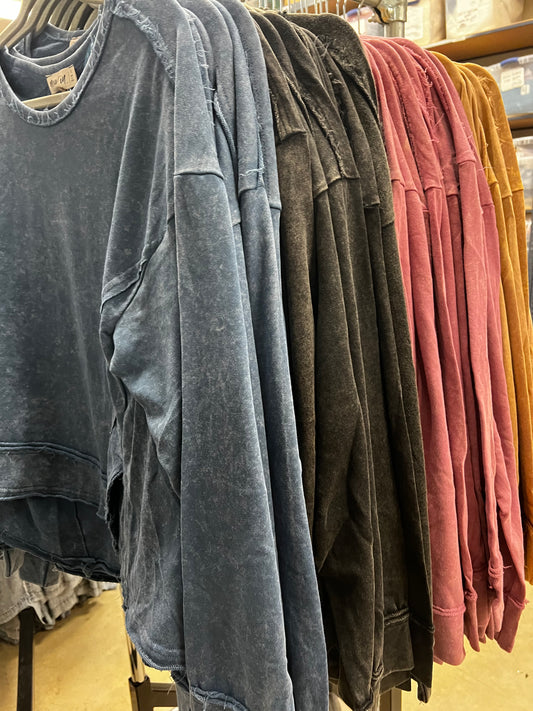 Mineral Washed Casual Knit Top
