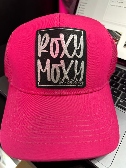 pink ponytail mesh snapback roxy logo
