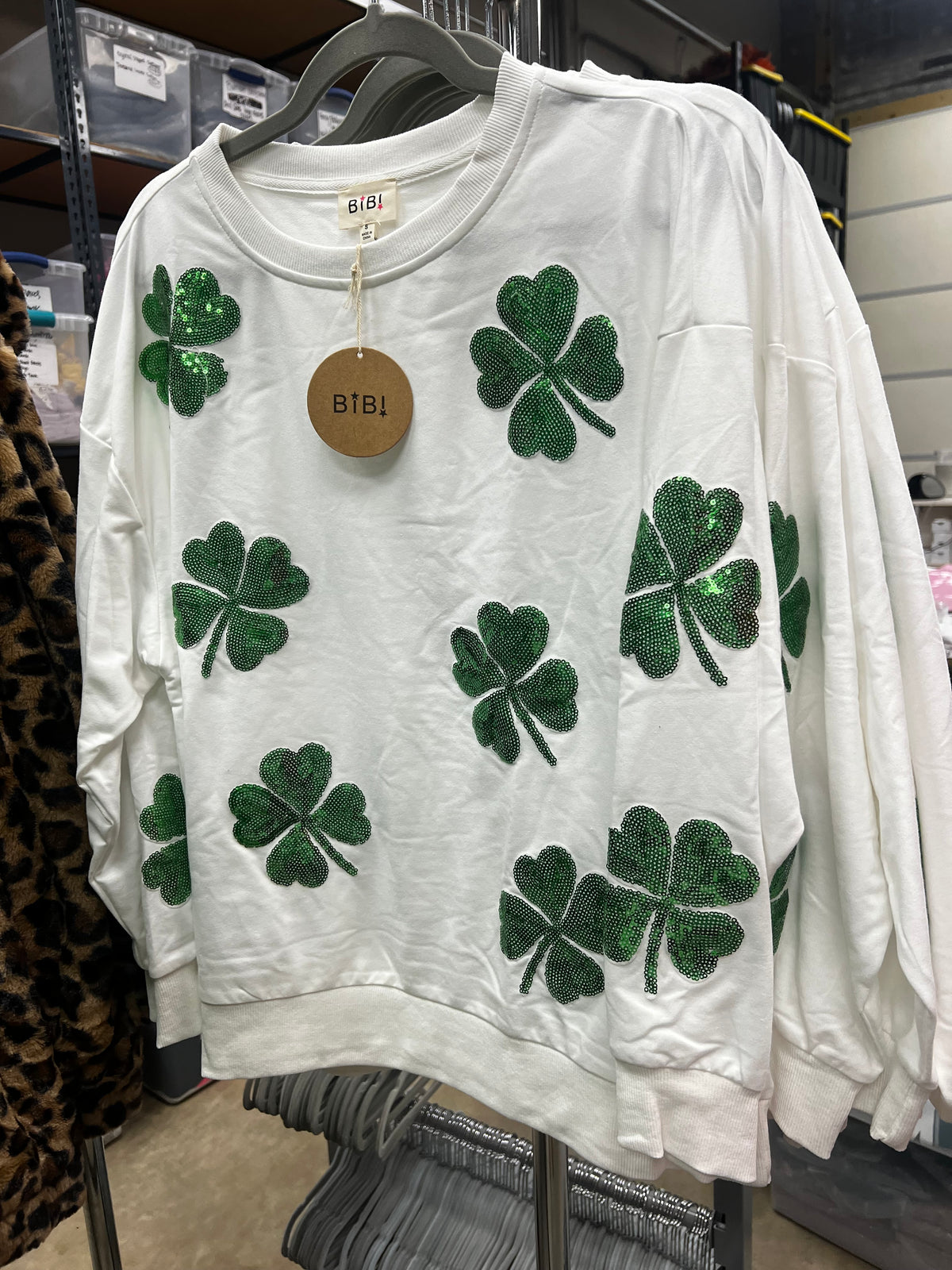Sequin Clover Pullover