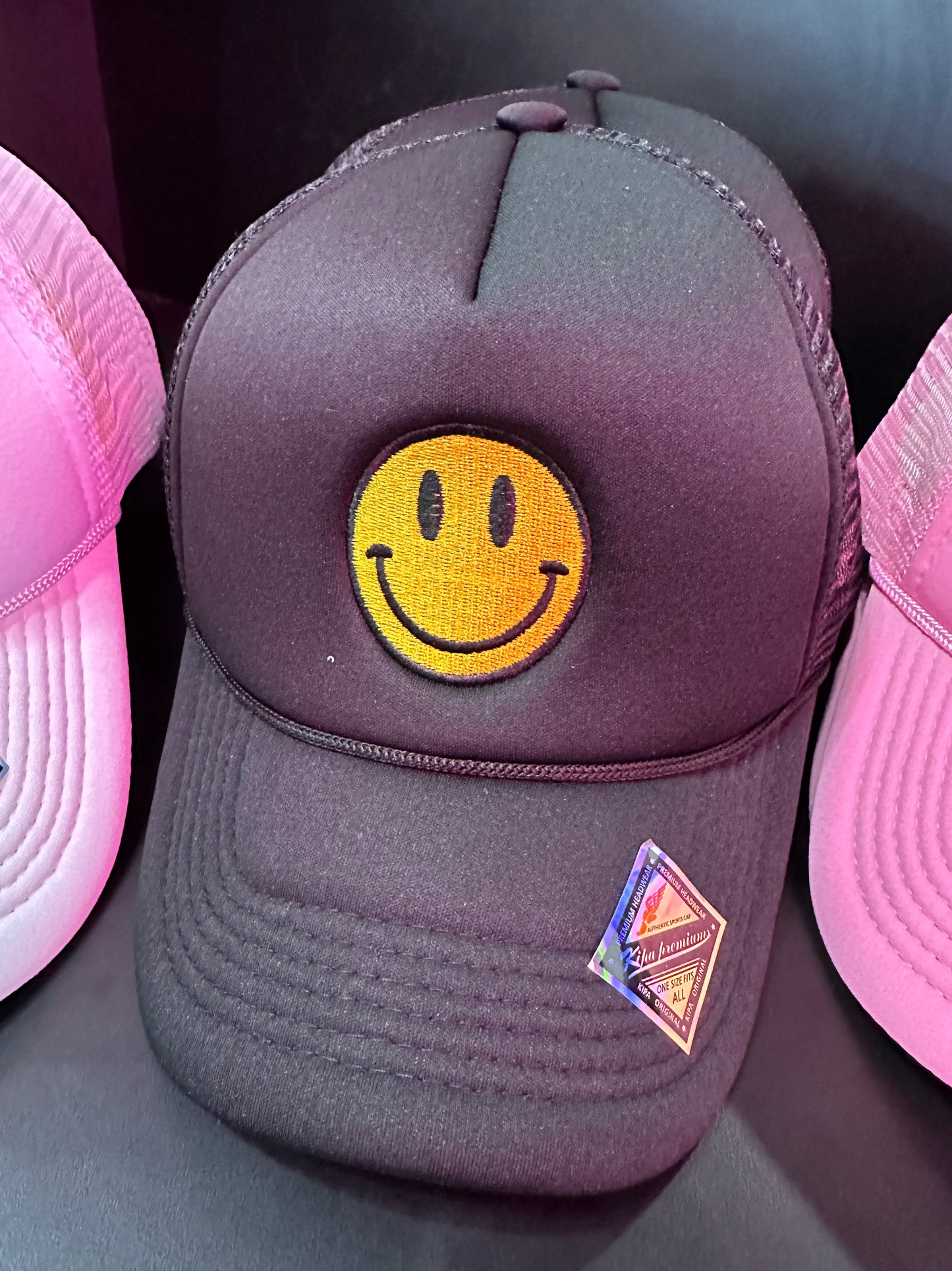 smile patch hat