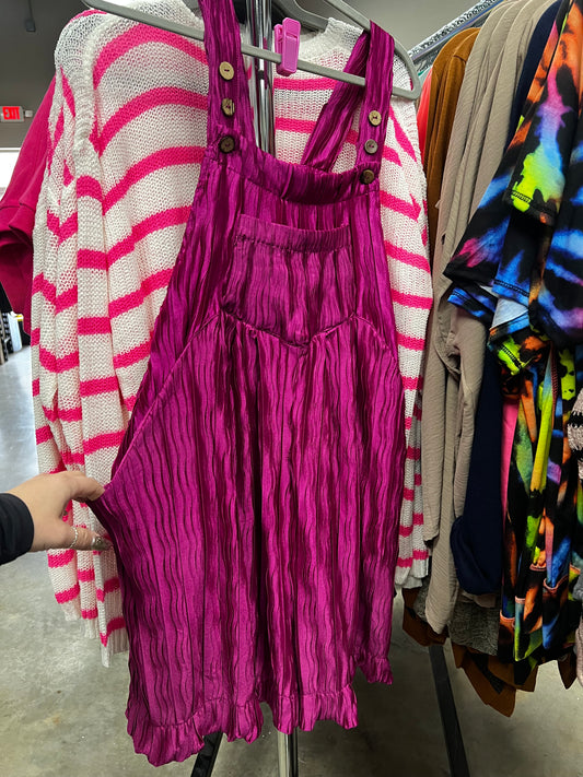 Wave Pleated Wide Leg Shortalls
