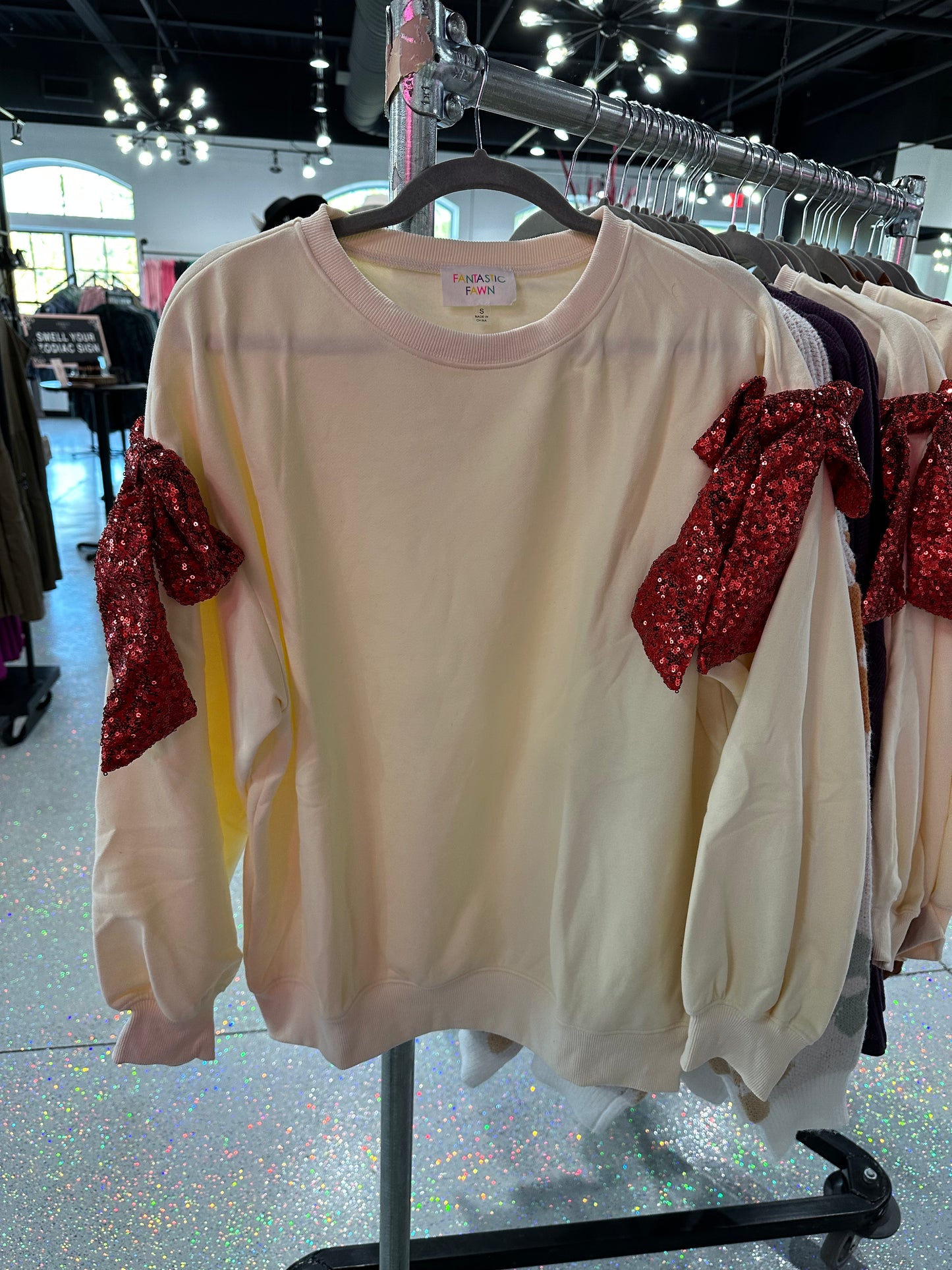Sequin Bow Sweatshirt