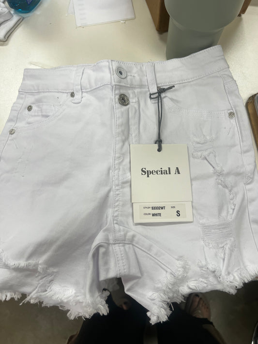 Special A double button white shorts