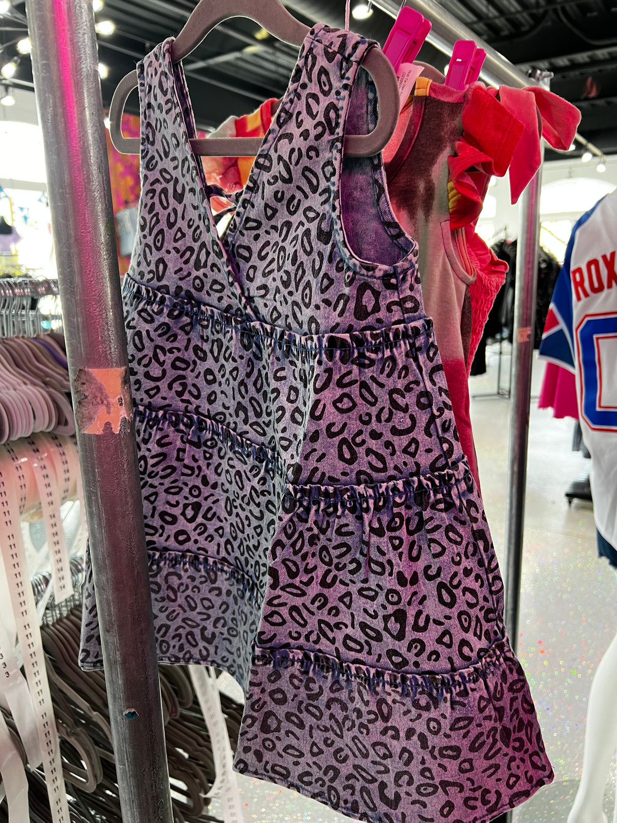 Kids Leopard Denim Dress