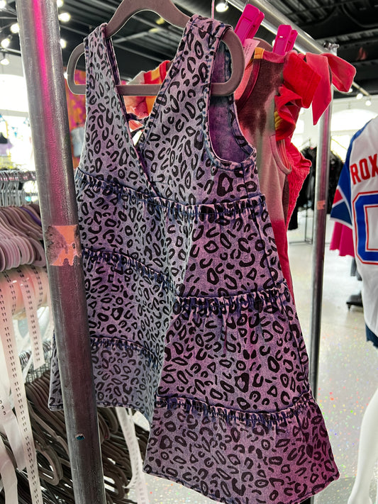 Kids Leopard Denim Dress