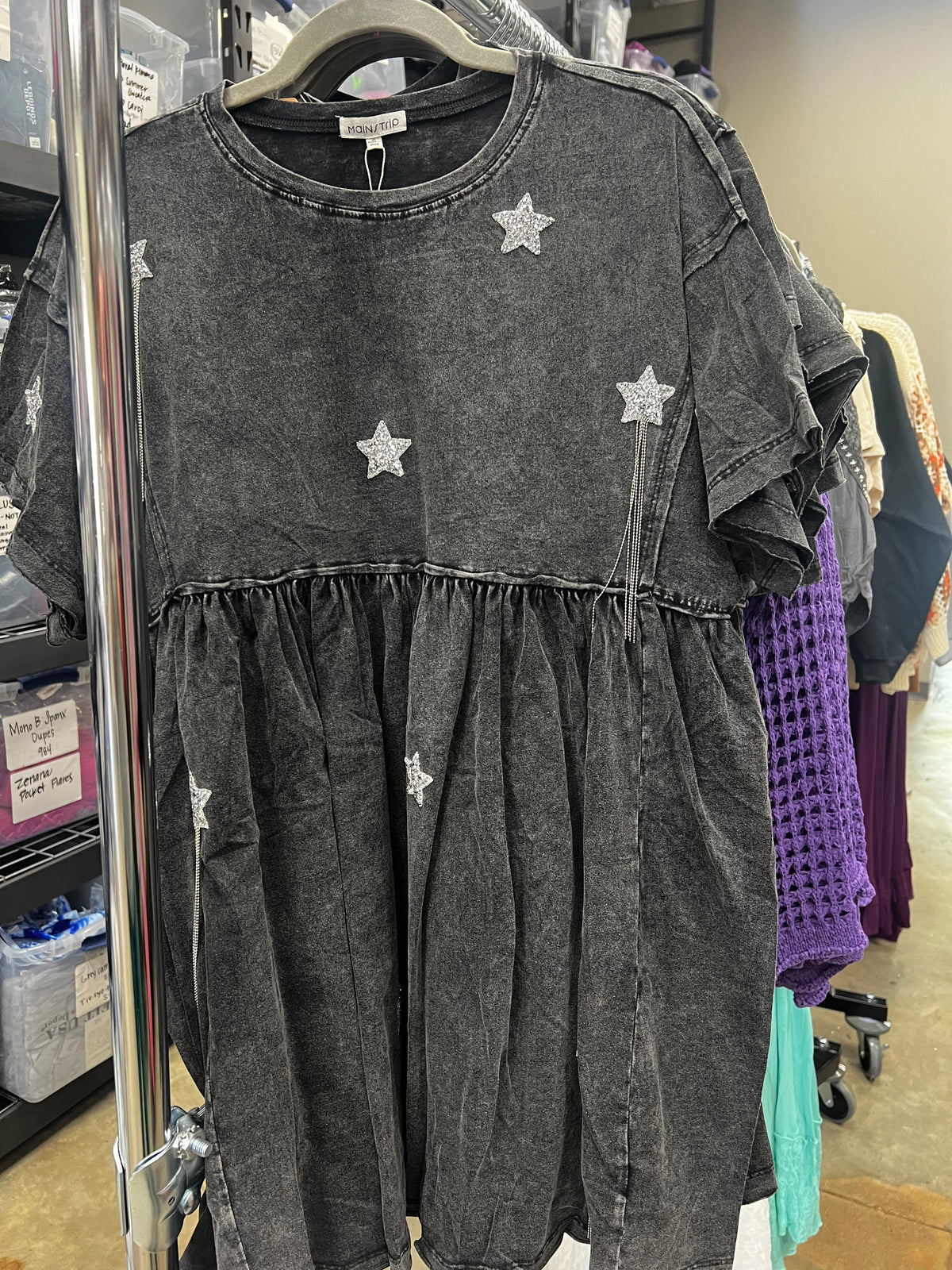 Babydoll Star Fringe Patch Dress