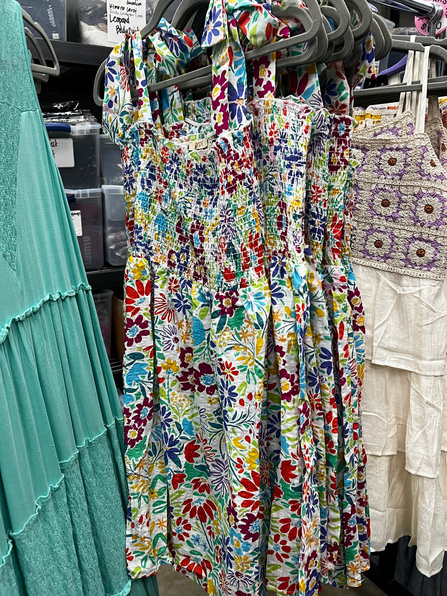 Smocked Floral Dress