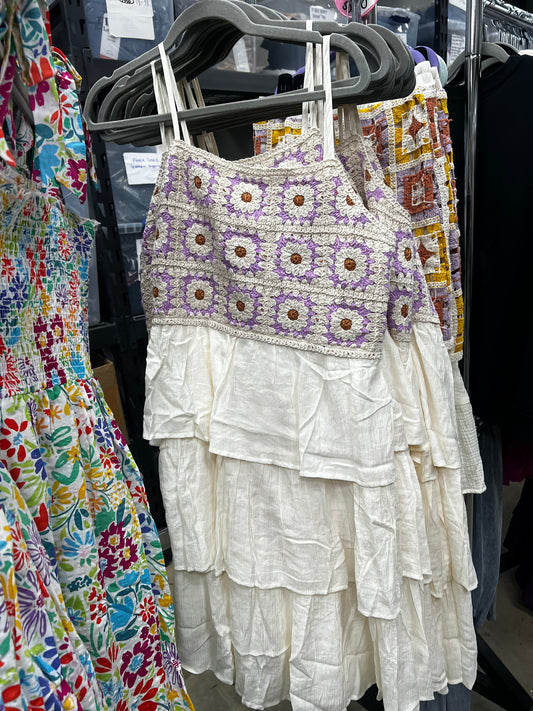 Crochet Tiered Mini Dress