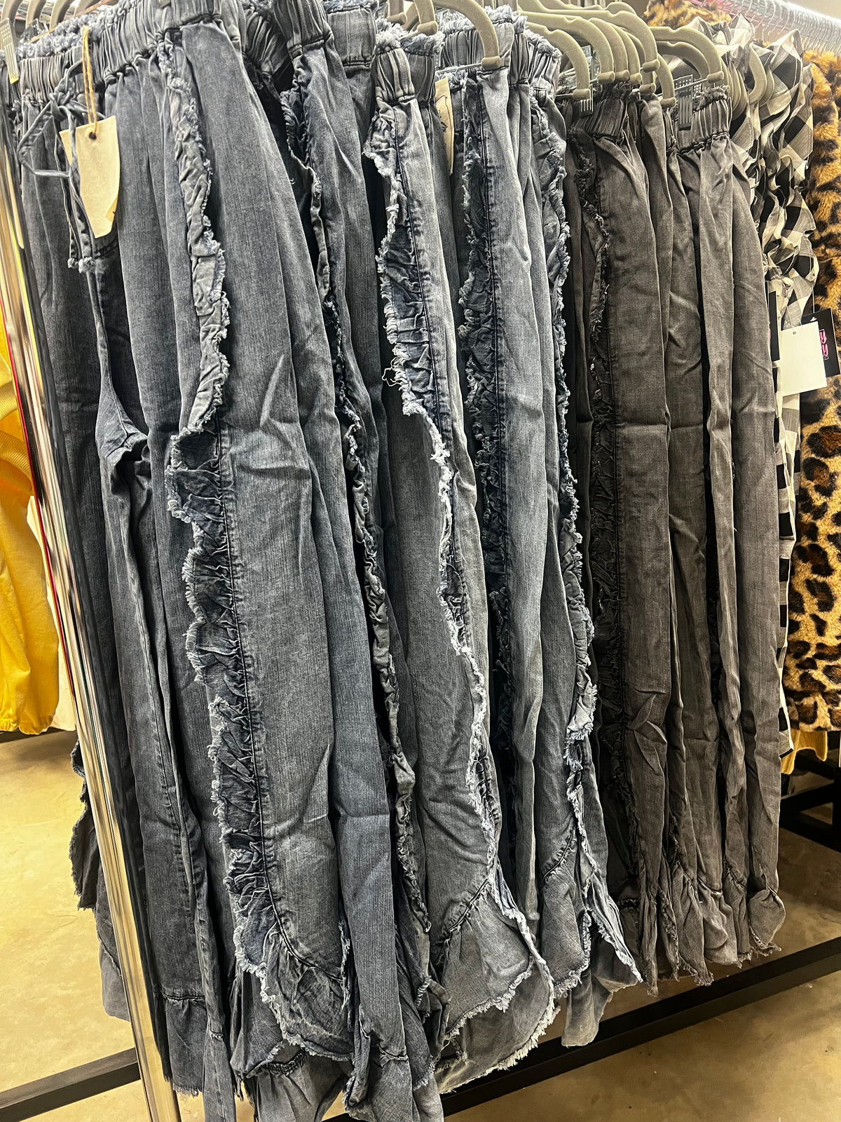 Ruffle Detail Wide Leg Pants