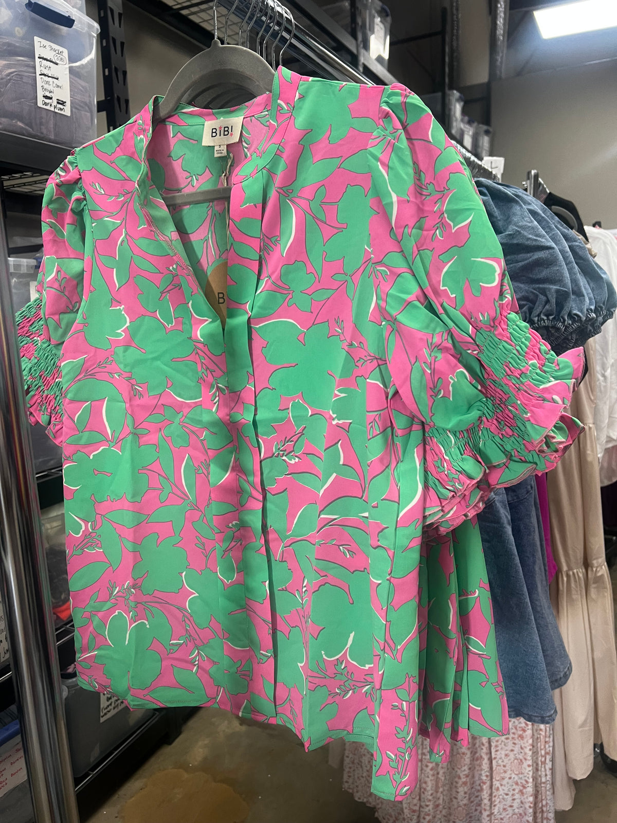 Smocked Sleeve Floral Top