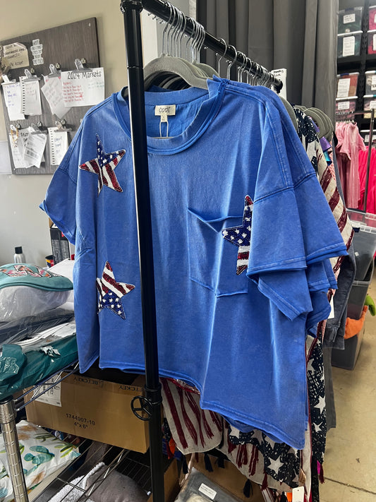 Flag Star Seqin Patch Top