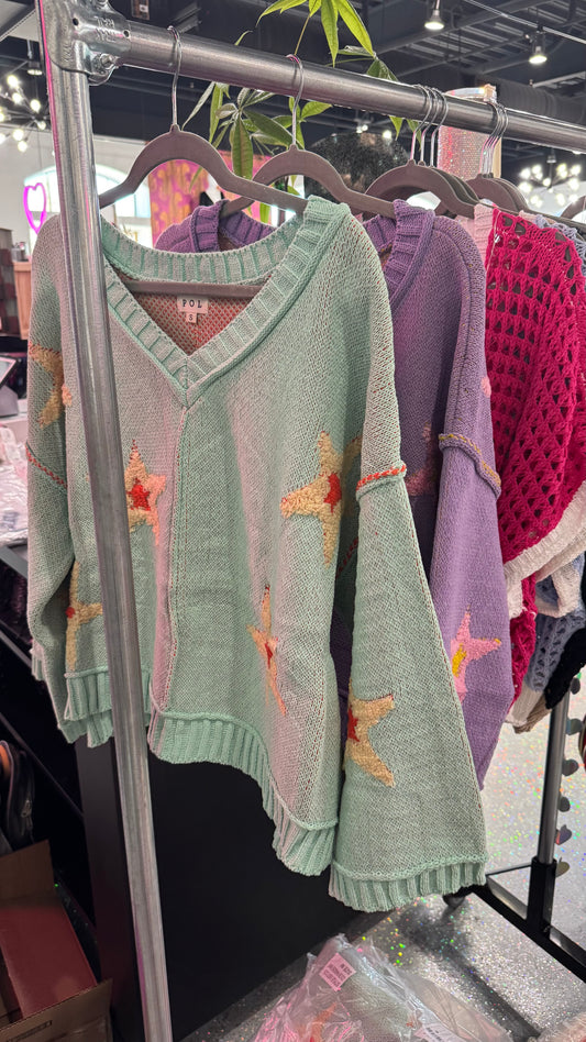 V-Neck Star patch Sweater
