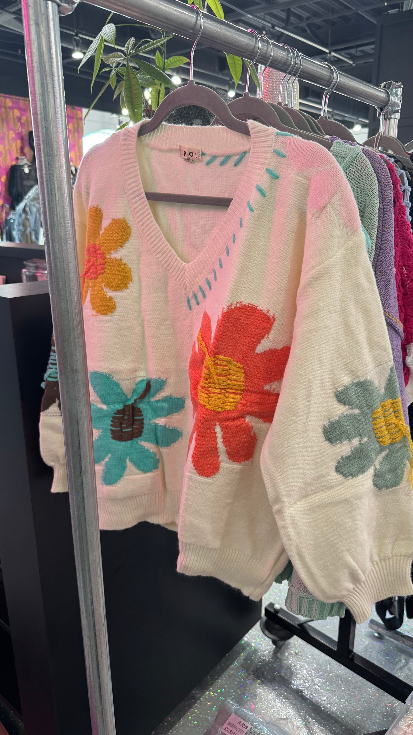 Floral V-Neck Sweater