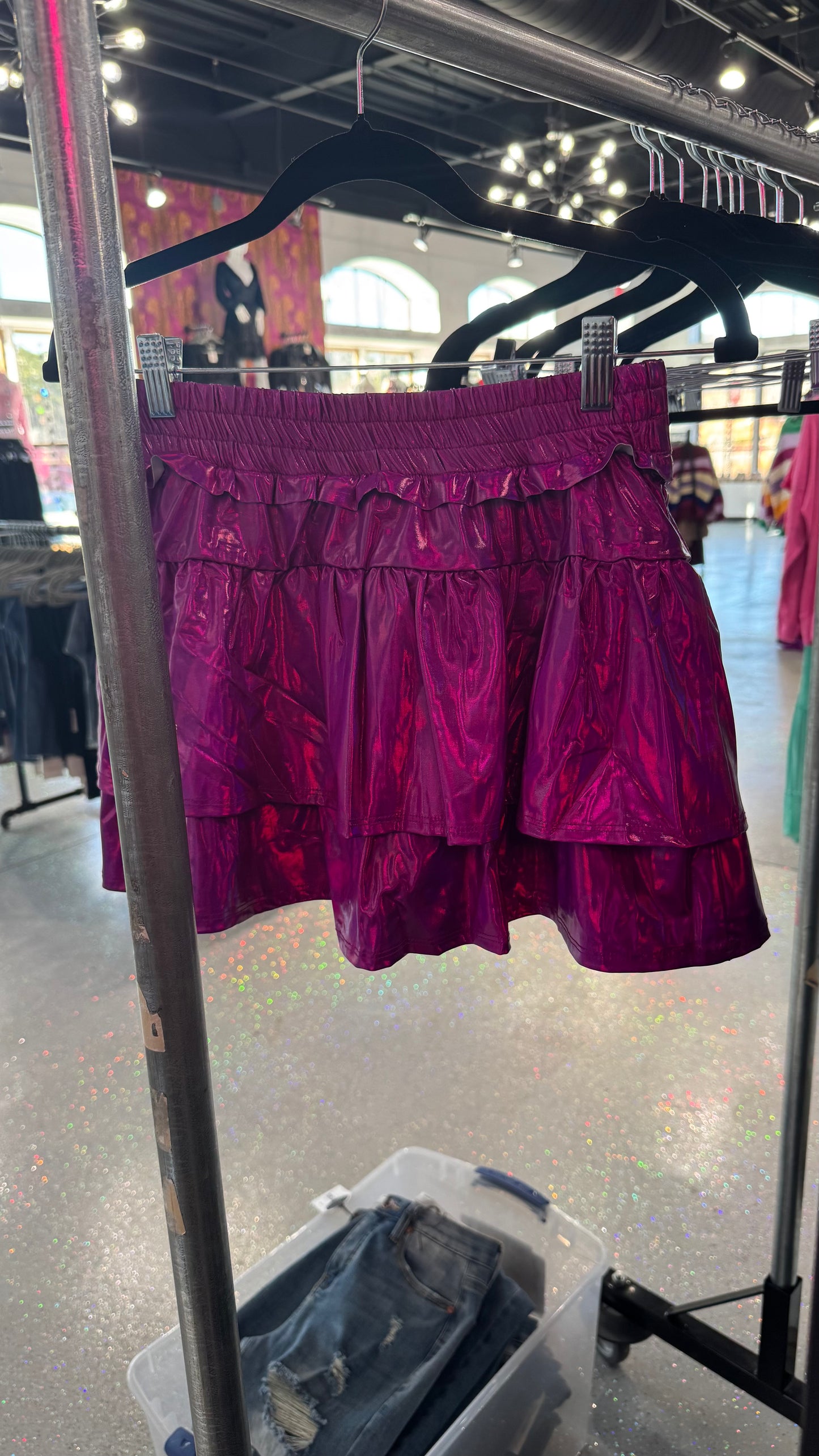 Metallic Tiered Mini Skirt