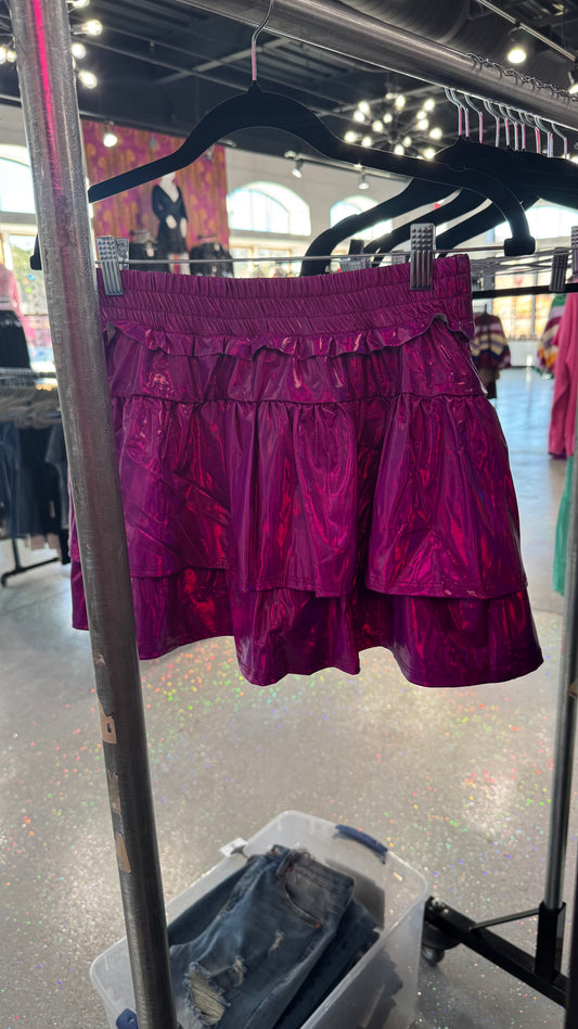 Metallic Tiered Mini Skirt