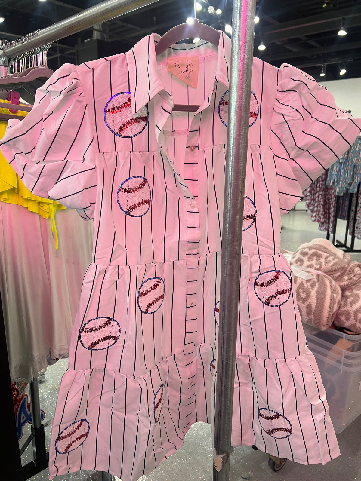 Baseball Pinstriped Poplin Dress
