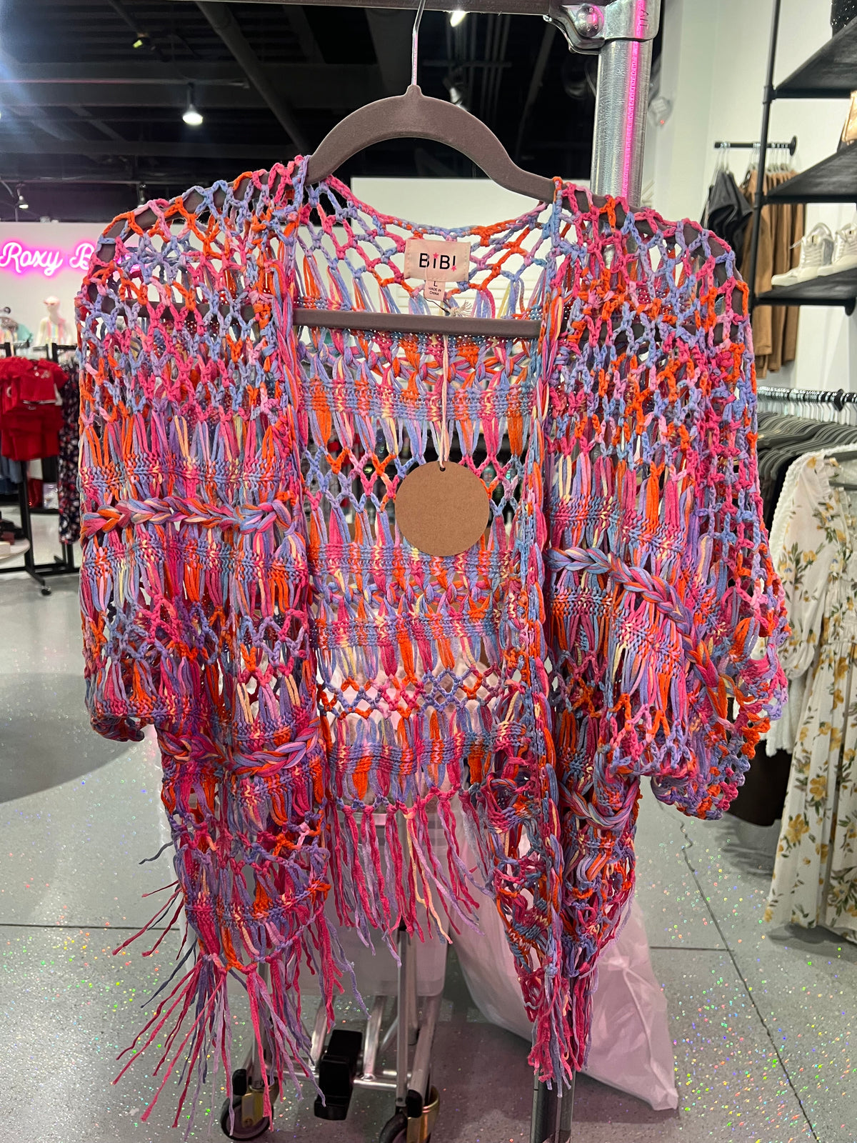 Open Knit Fringe Cardigan