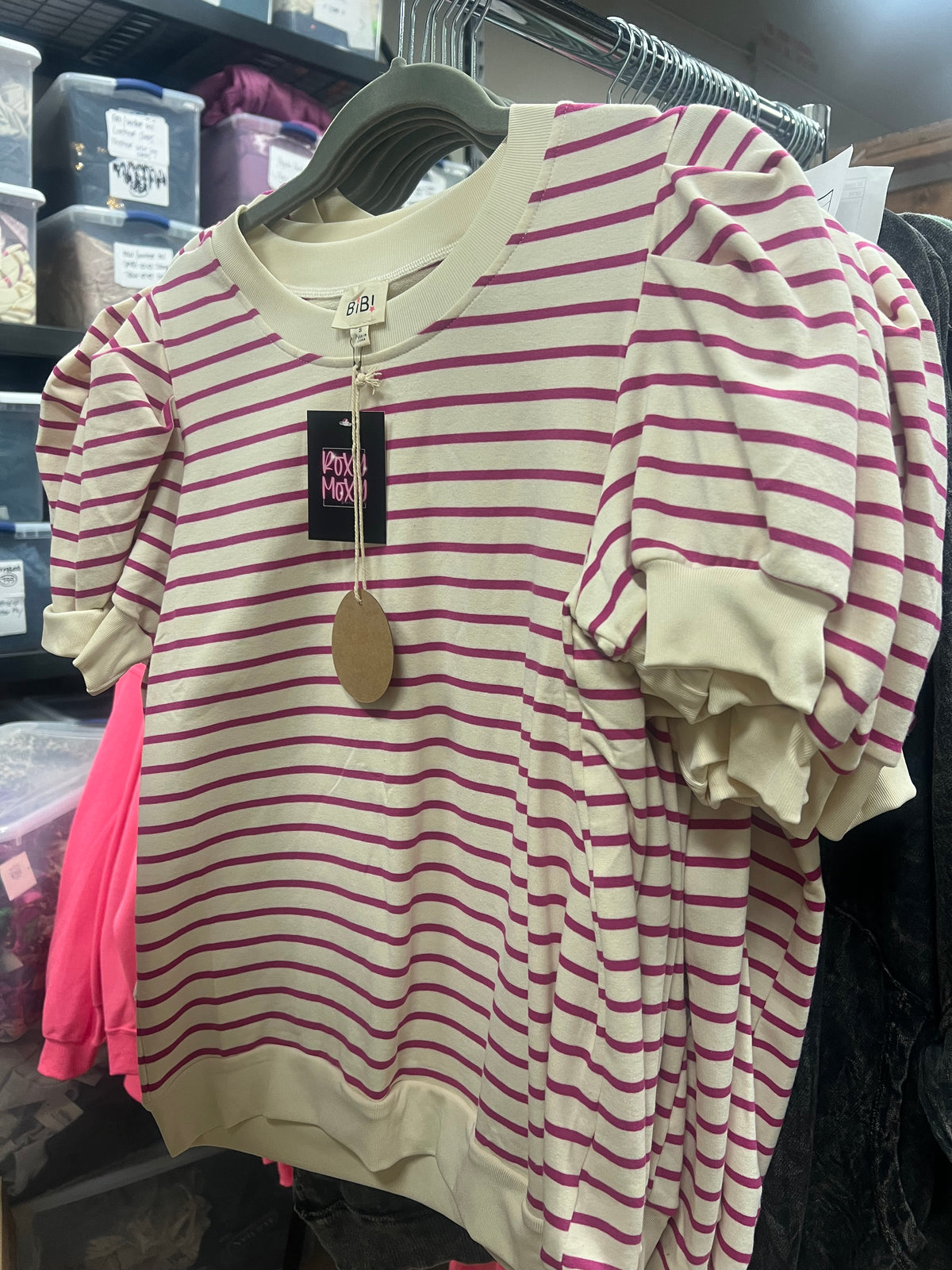 Striped Puff Sleeve Top