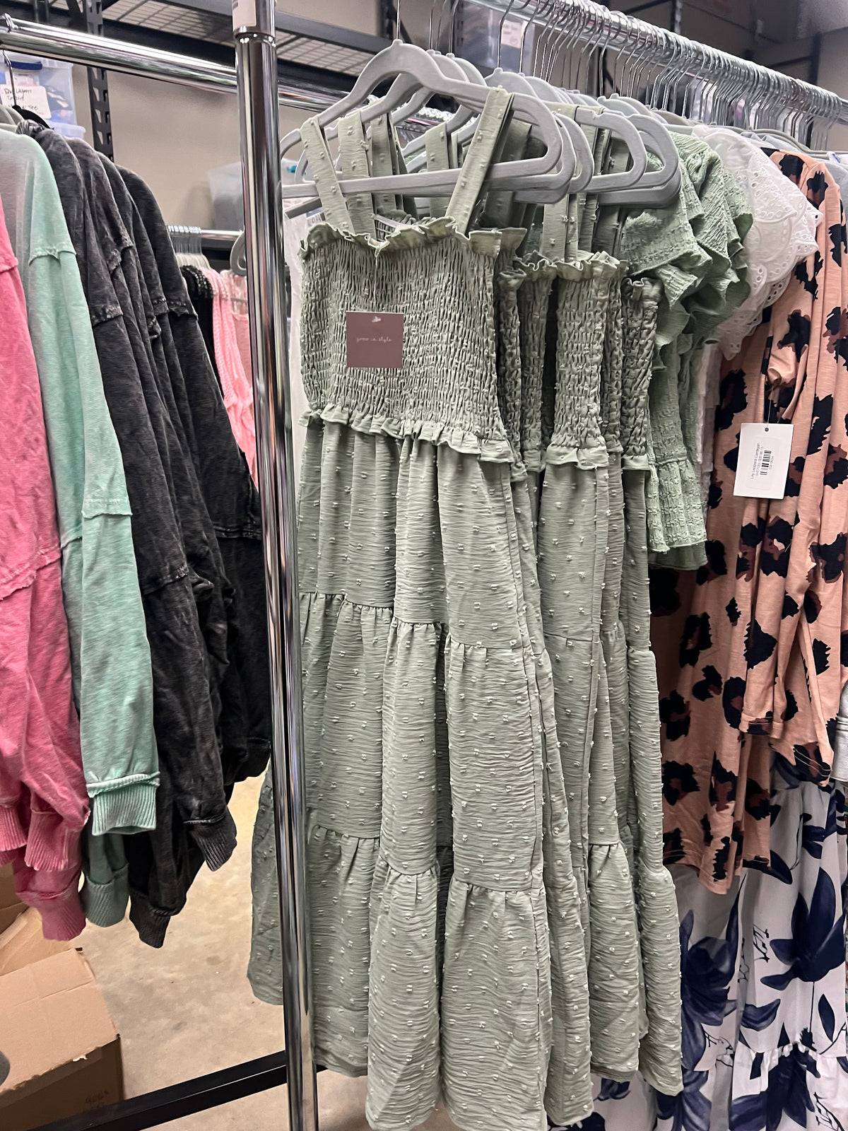 Smocked Tiered Midi Dress