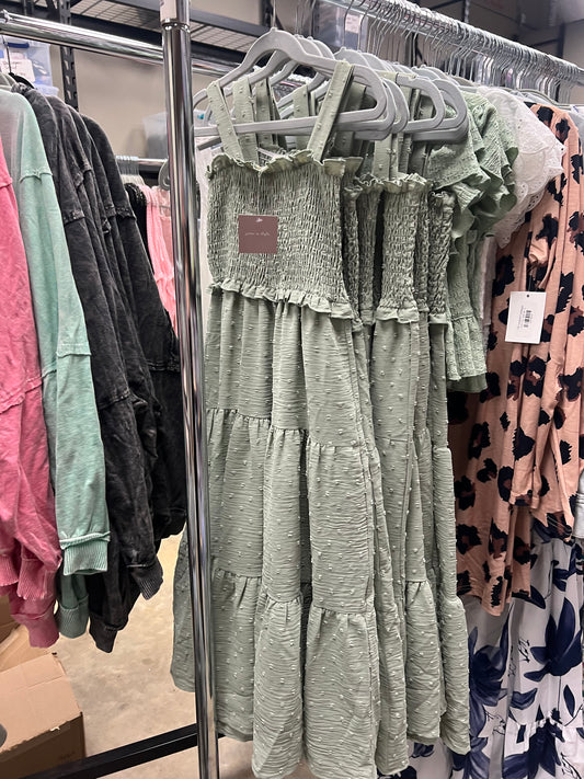 Smocked Tiered Midi Dress