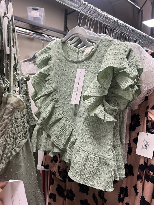 Sage Eyelet Top