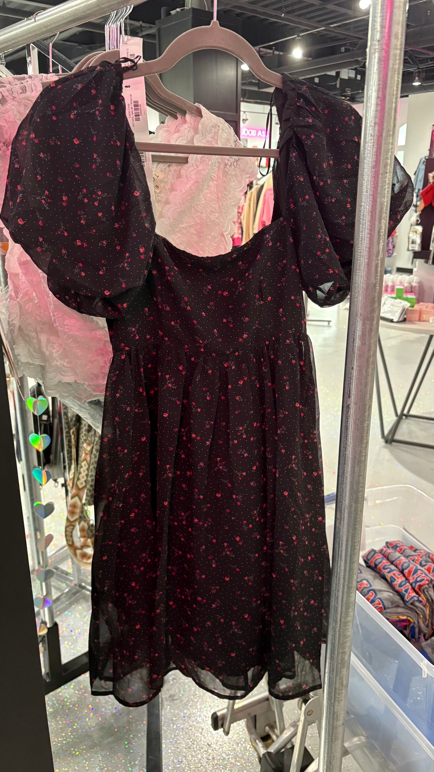 Flower Puff Sleeve Dress