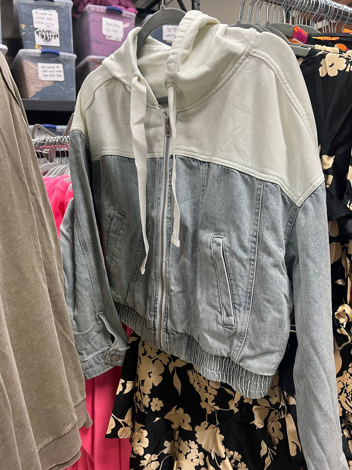 Contrast Hooded Bomber Jacket